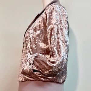 Ashley By 26 Outerwear Crushed Velvet Blush Pink Bomber Jacket